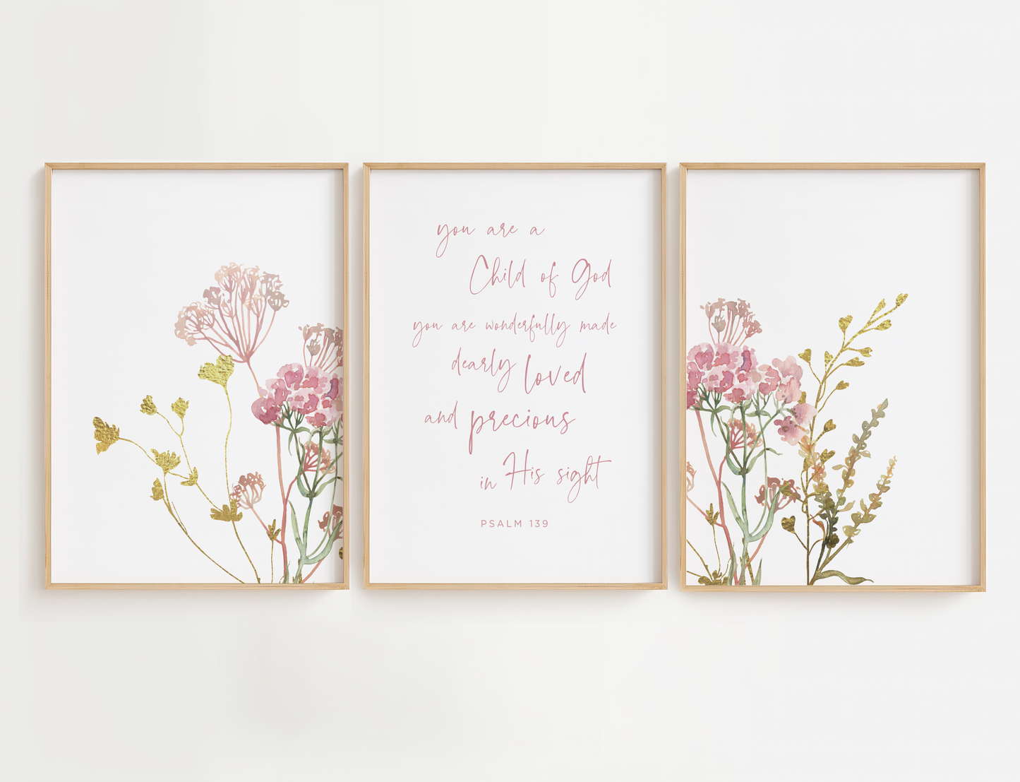 Child of God Wall Art with Pink Flowers