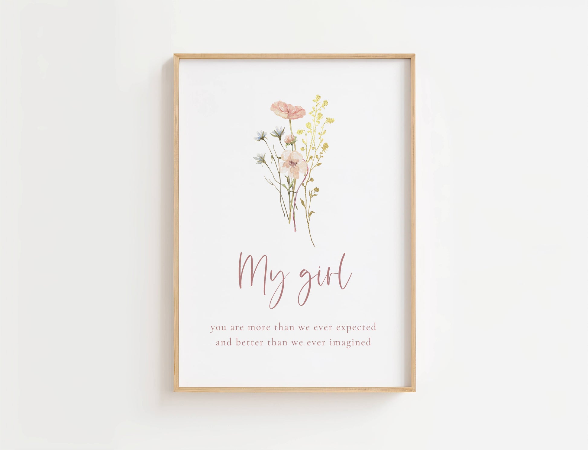 my girl wall art with flowers and girl quote
