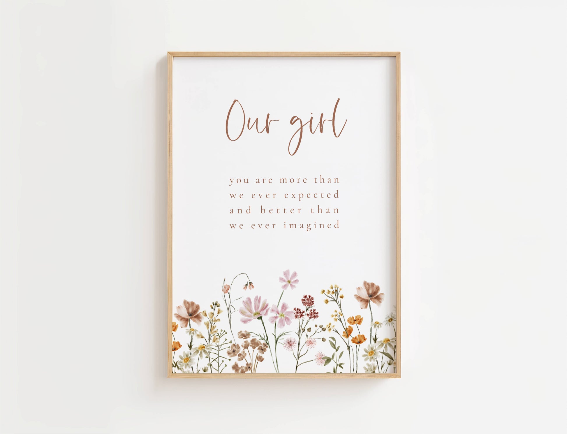 Our Girl Nursery Print with Boho Flowers
