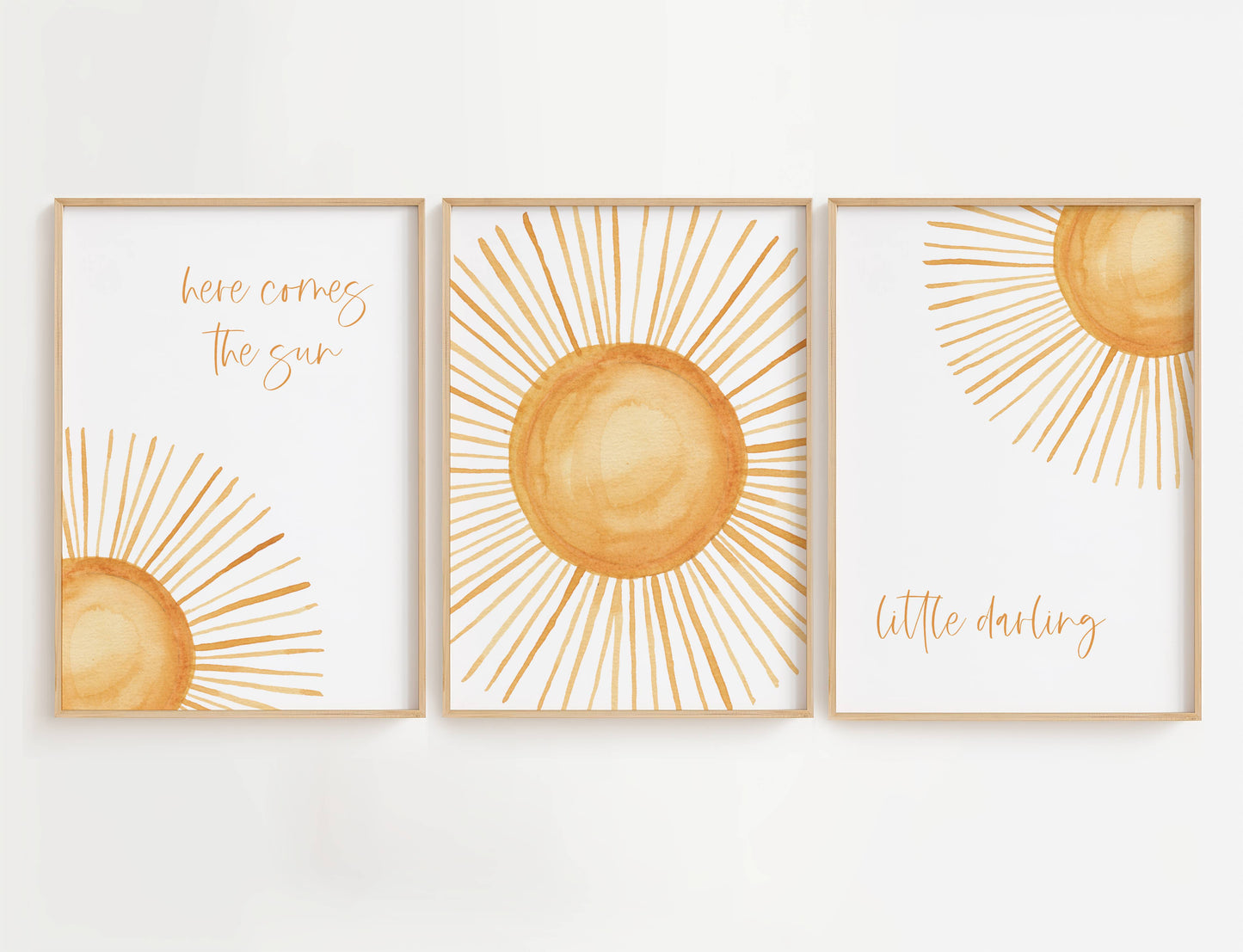 Nursery Wall Art Sunshine – Set of 3 Watercolor Prints