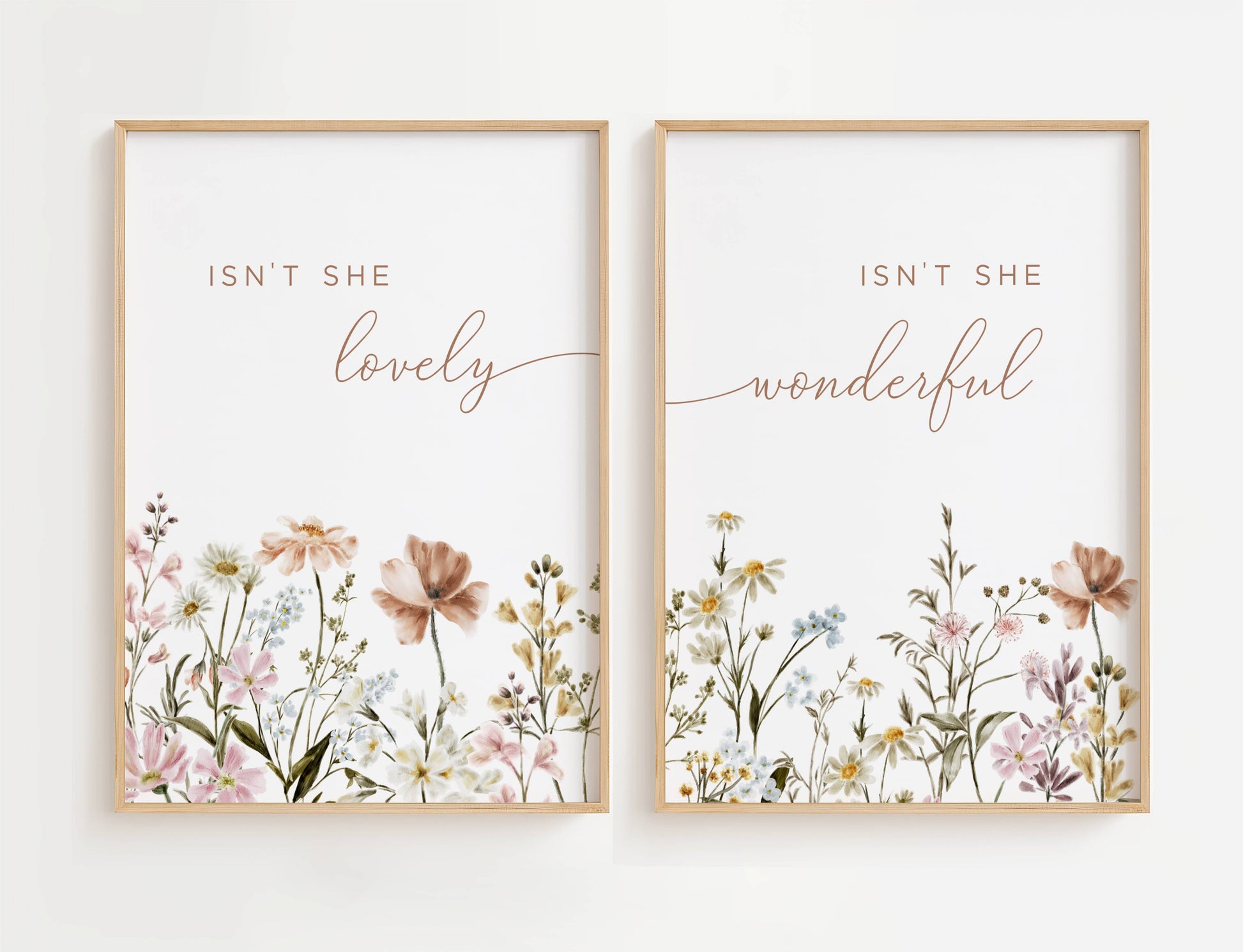 Isn’t She Lovely, Isn’t She Wonderful Nursery Print Set with flowers