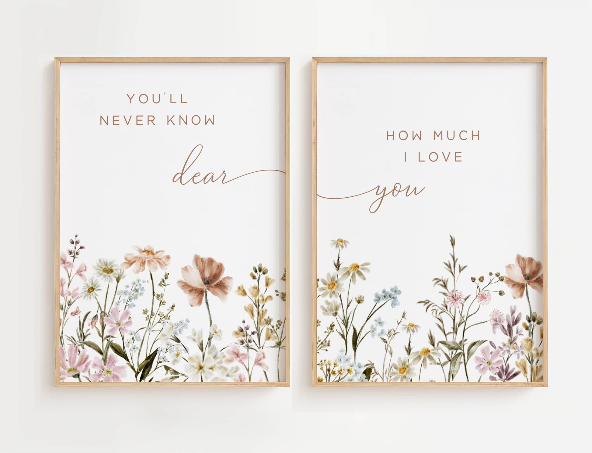 You'll Never Know Dear Nursery Print Set with boho flowers