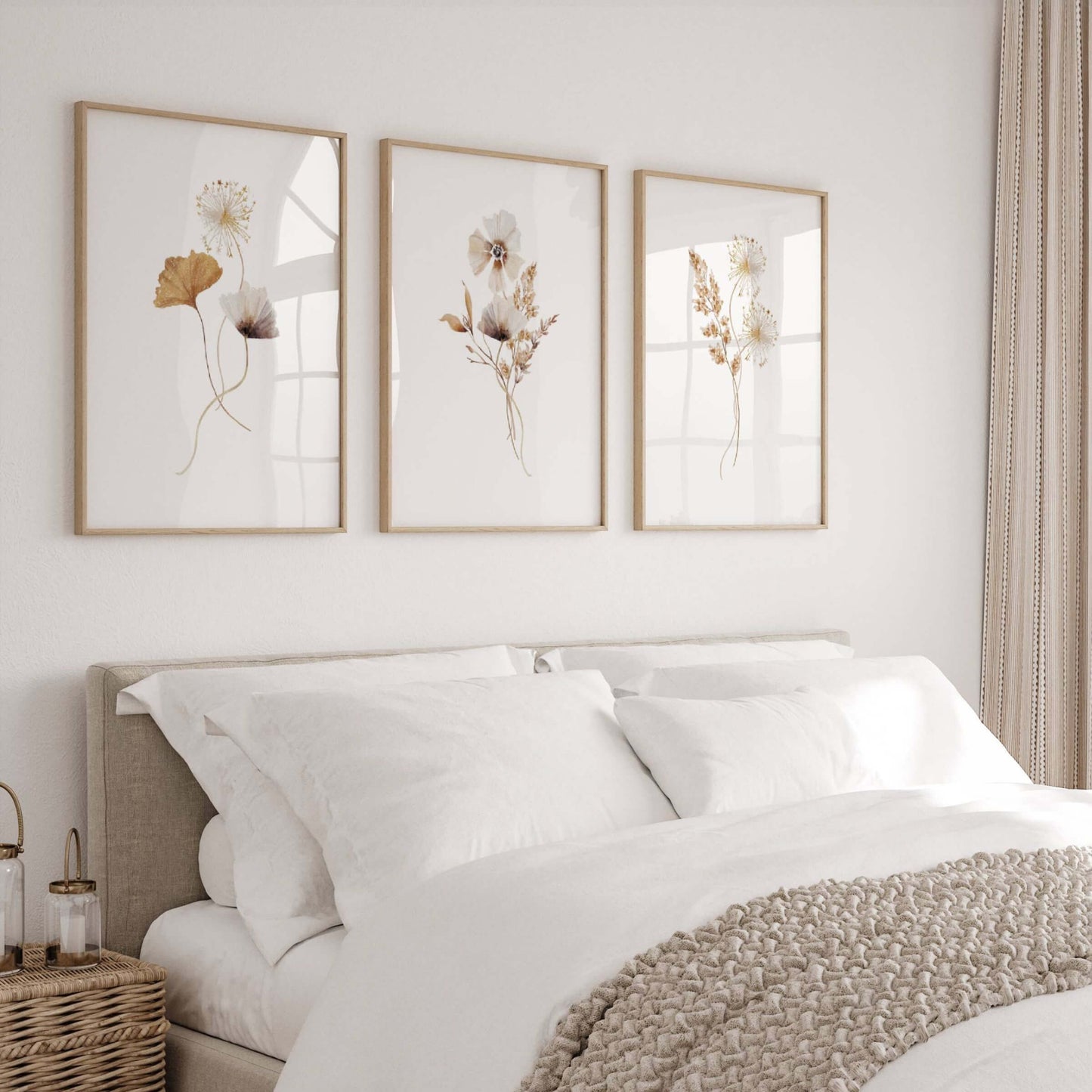boho wildflower wall art set of 3