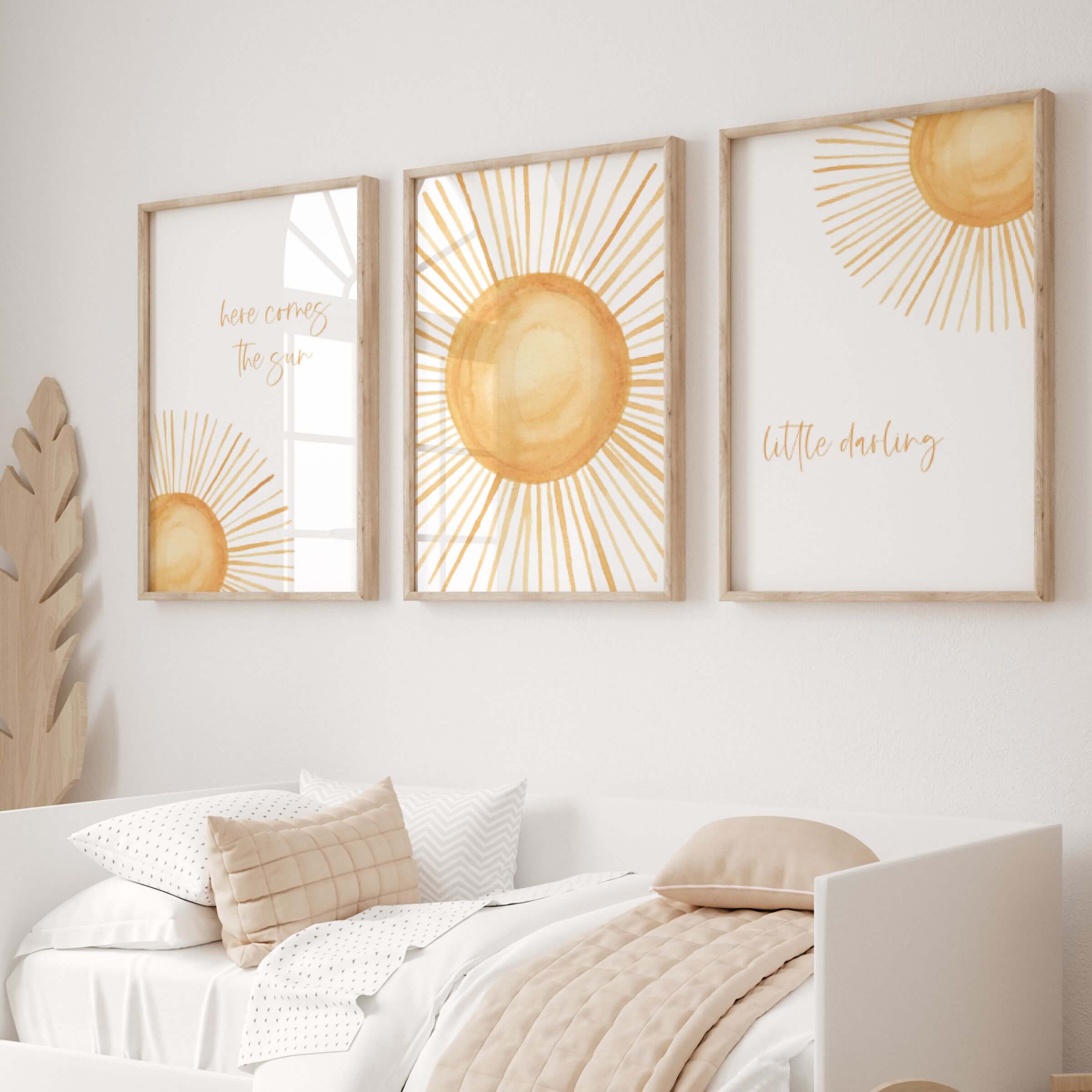 Children's nursery, online art, nursery decor, Sunshine, wall decal, Kit Chase artwork, reusable