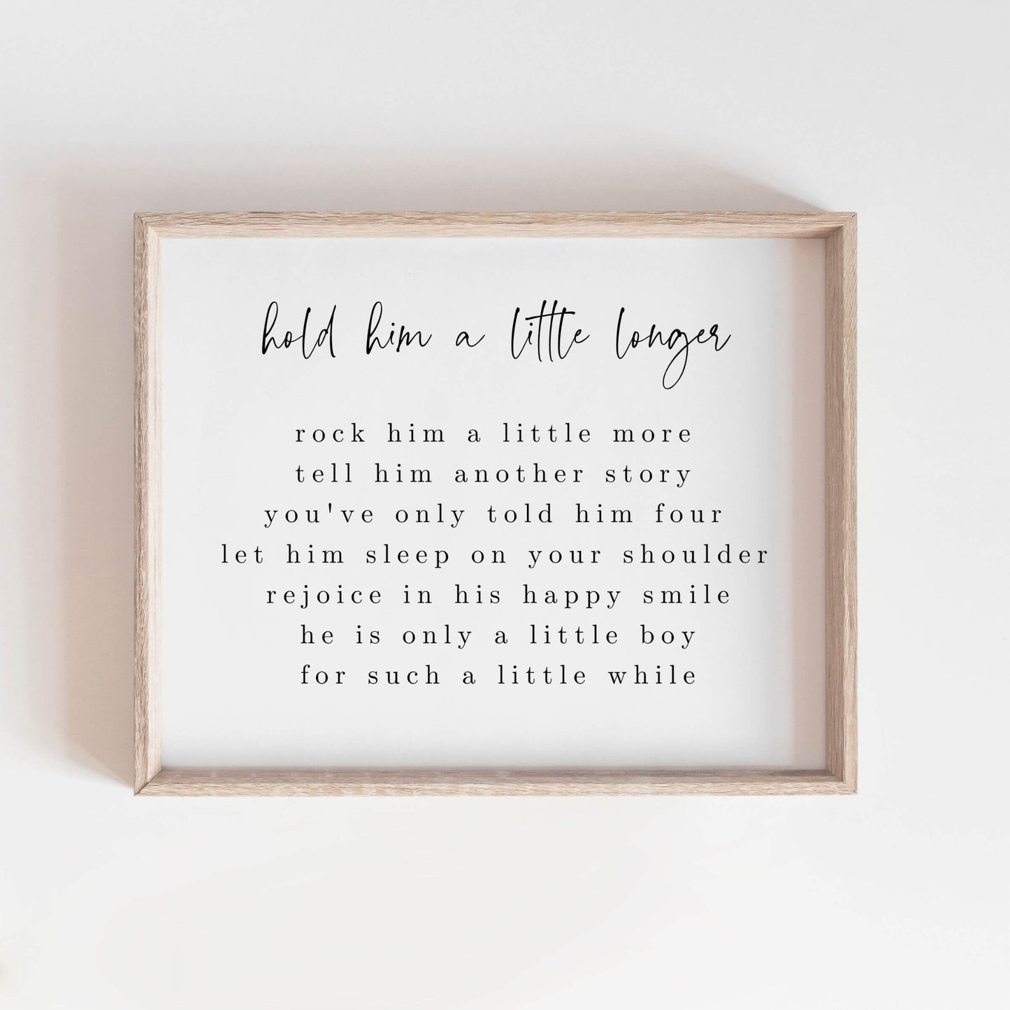 hold him a little longer nursery wall art in wood frame