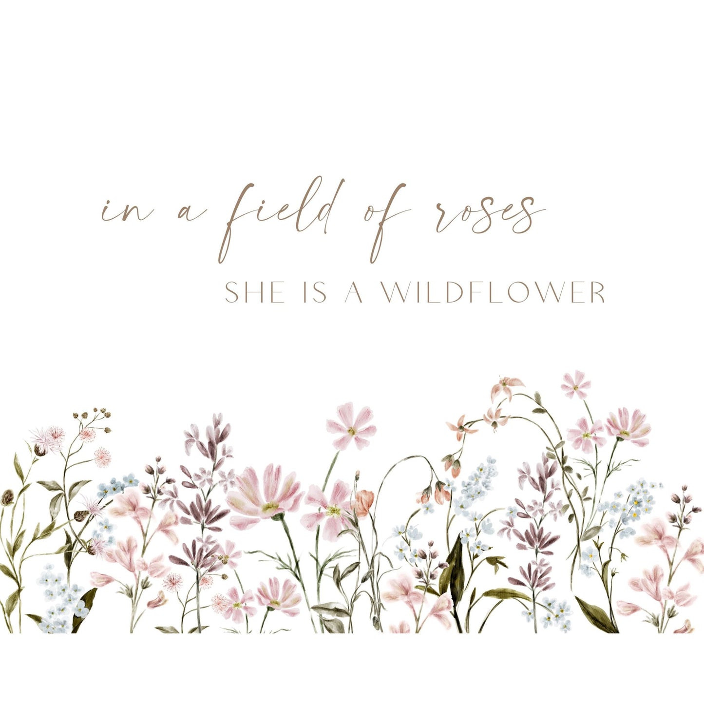 In a Field of Roses with Pink Flowers