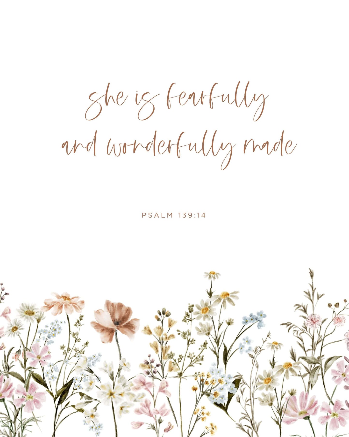 girl nursery wall art with bible verse and wildflowers