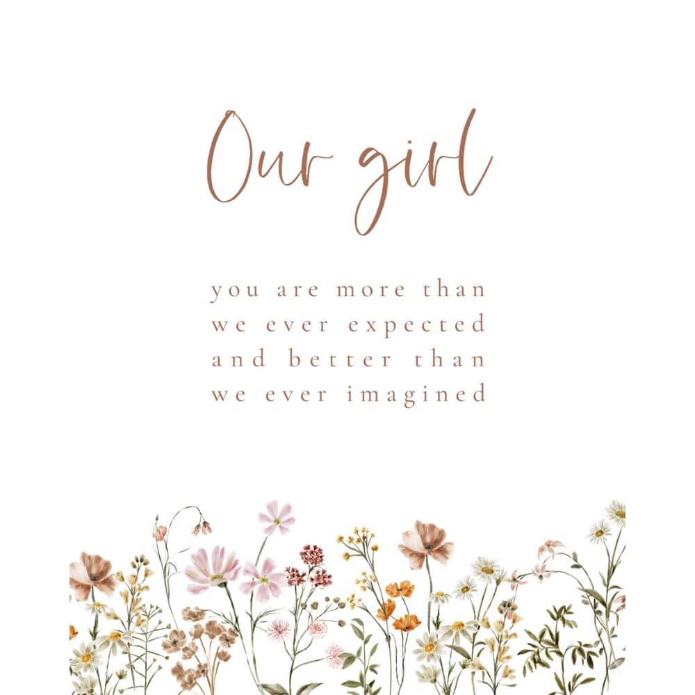 Our Girl Nursery Print with Boho Flowers