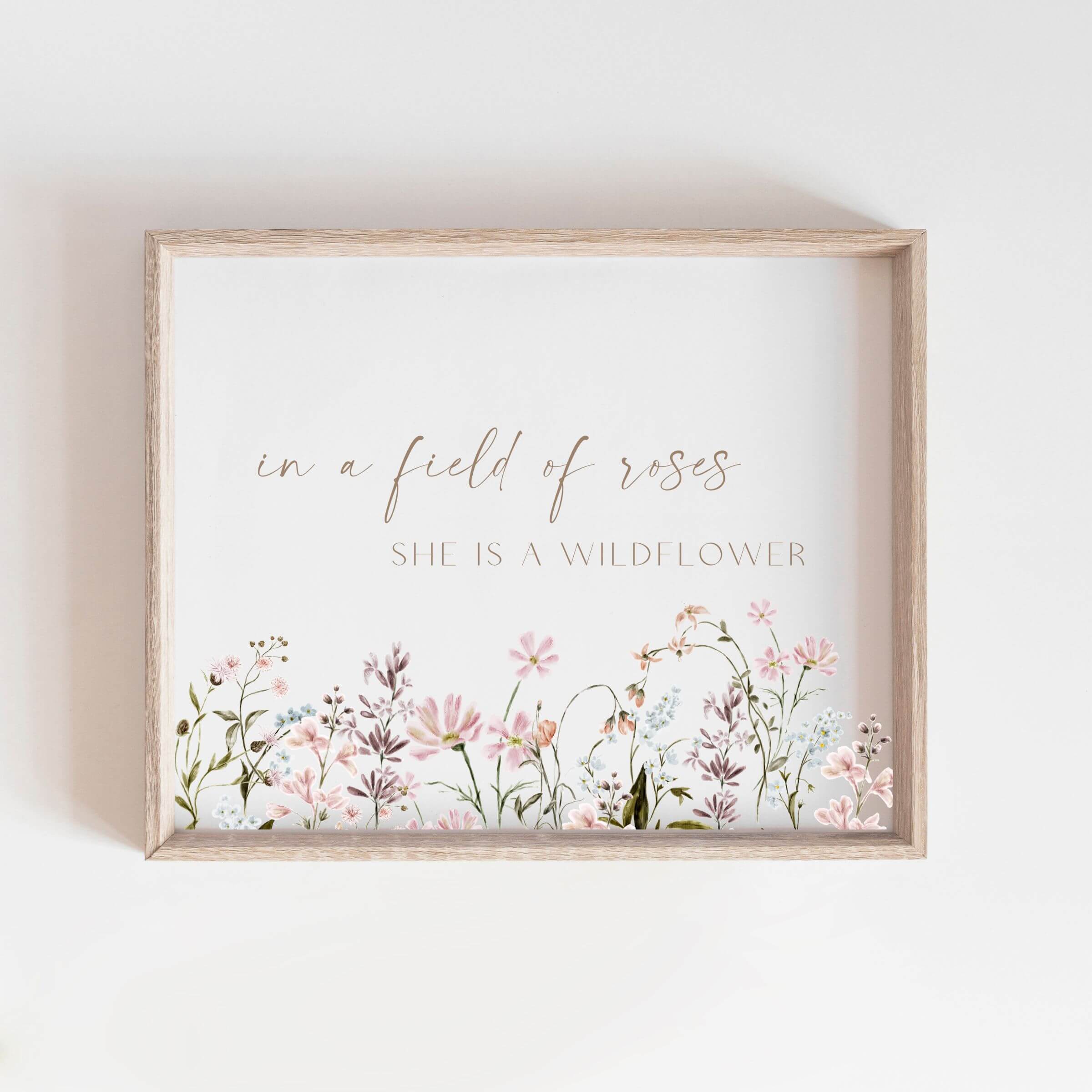 In a Field of Roses She is a Wildflower Wall Art Set