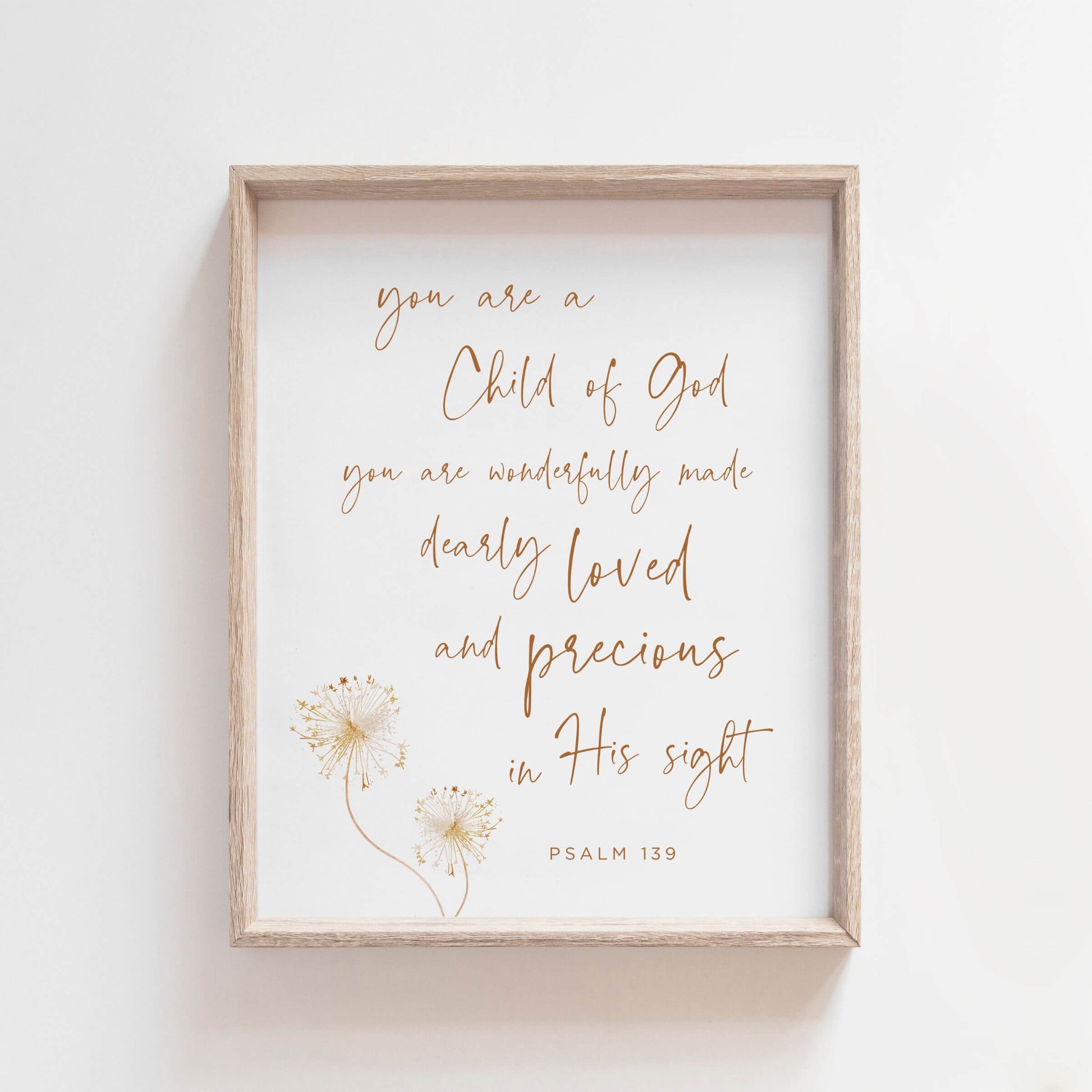 YOu are a child of God wall art for nursery in a wooden frame