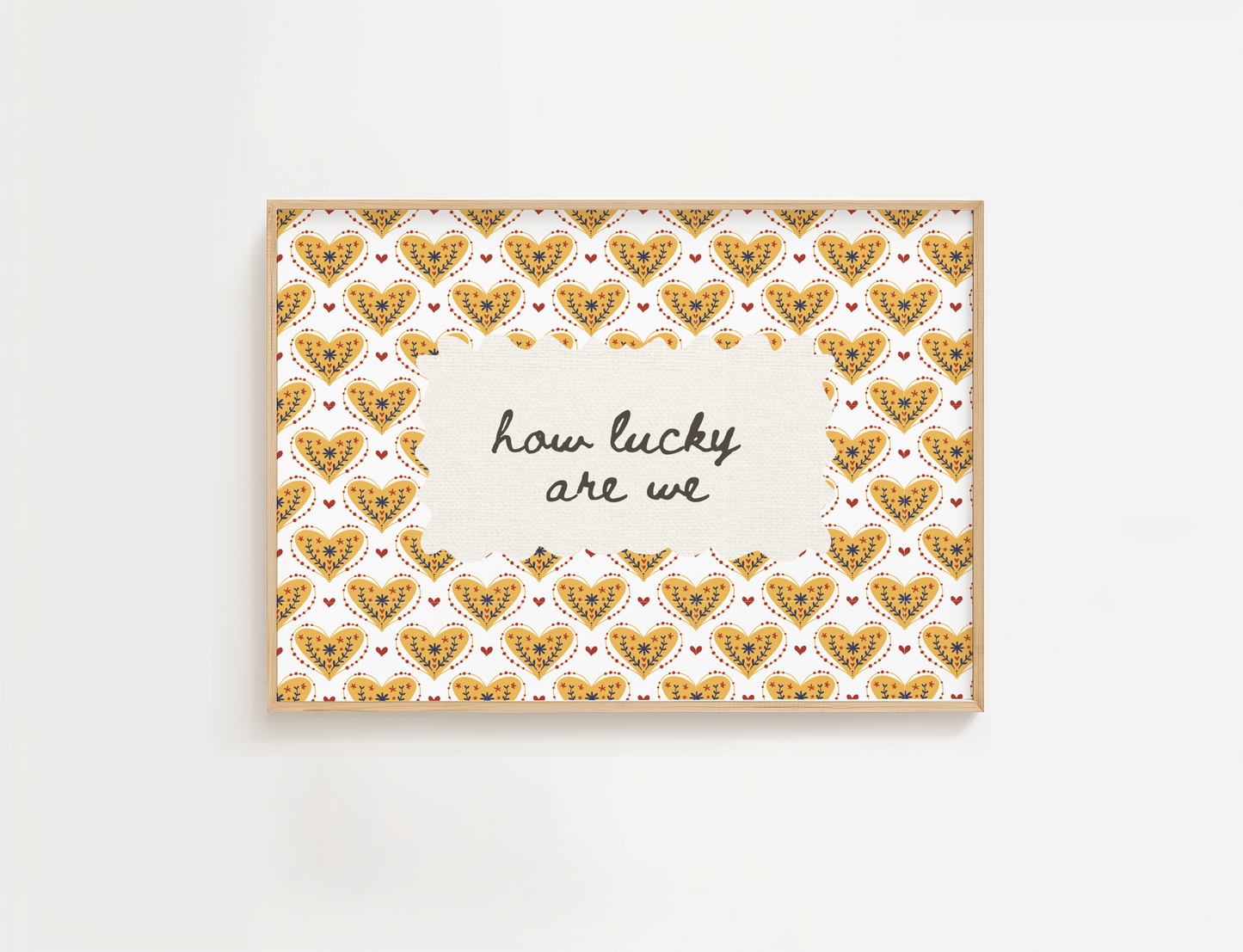 Happiness Quote Print, How Lucky Are We Sign, Retro Welcome Wall Art, Bohemian Wall Decor
