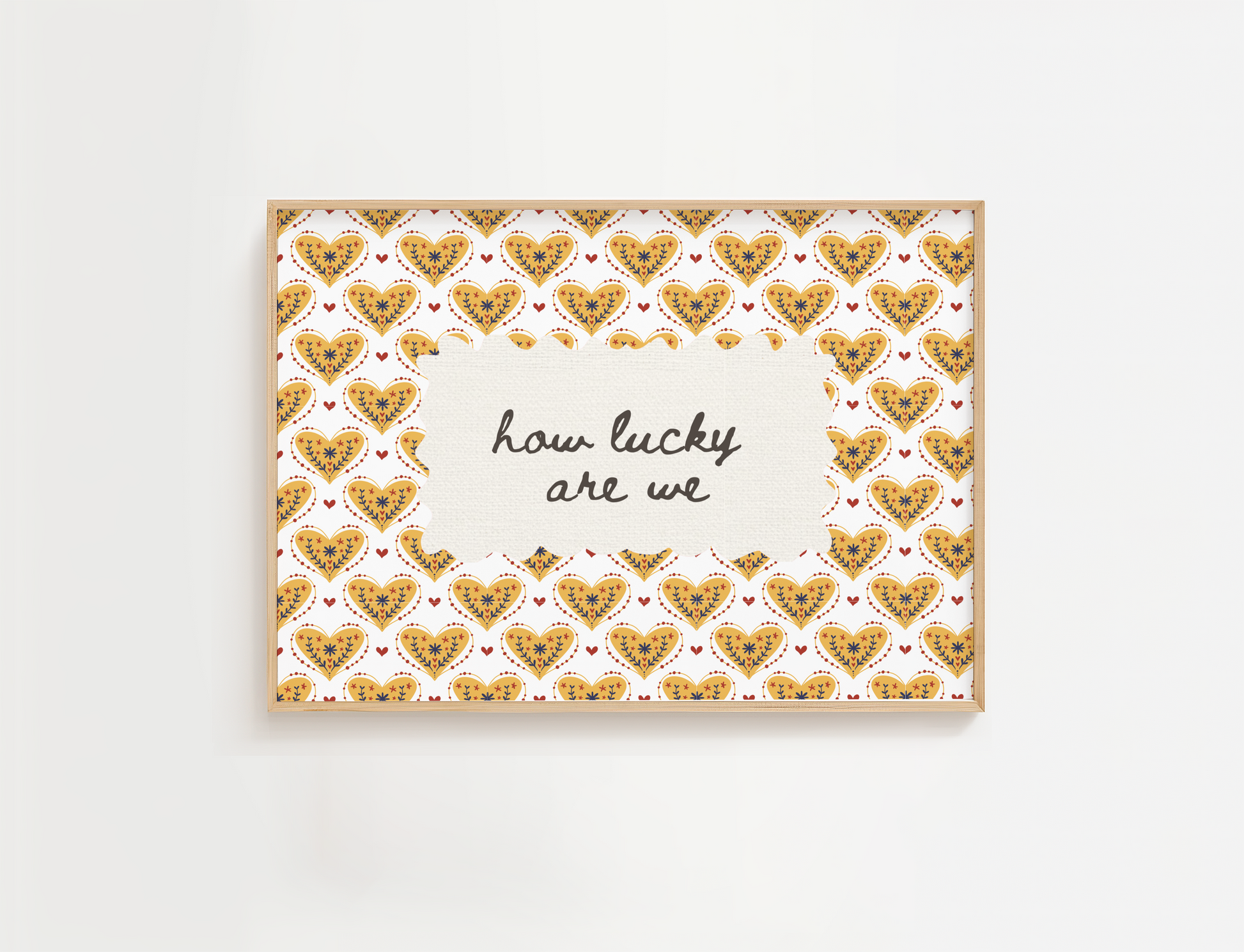 Happiness Quote Print, How Lucky Are We Sign, Retro Welcome Wall Art, Bohemian Wall Decor