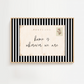 Framed postcard with 'home is wherever we are' text on a white background