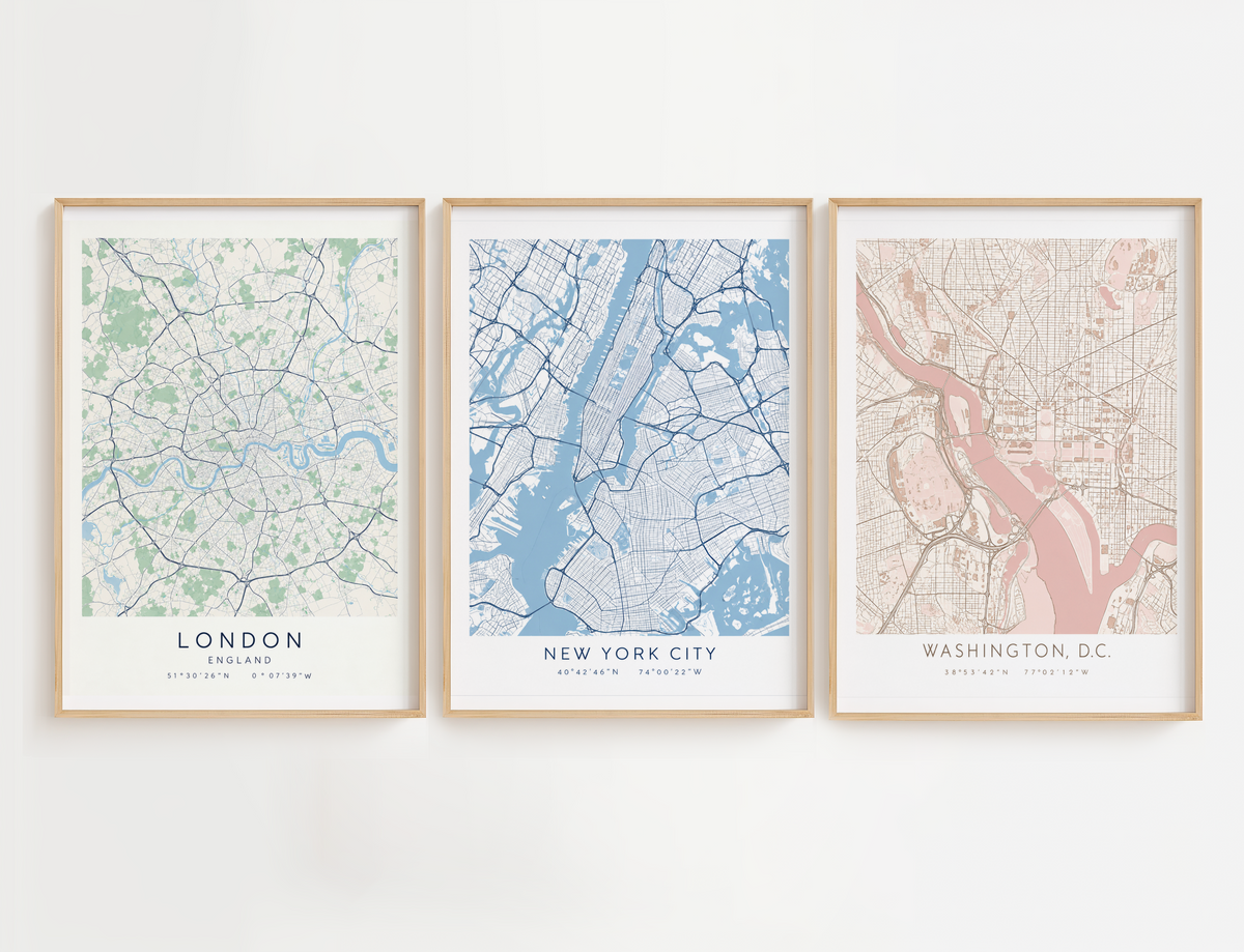 Map Wall Art – Modern Location & Coordinate Prints