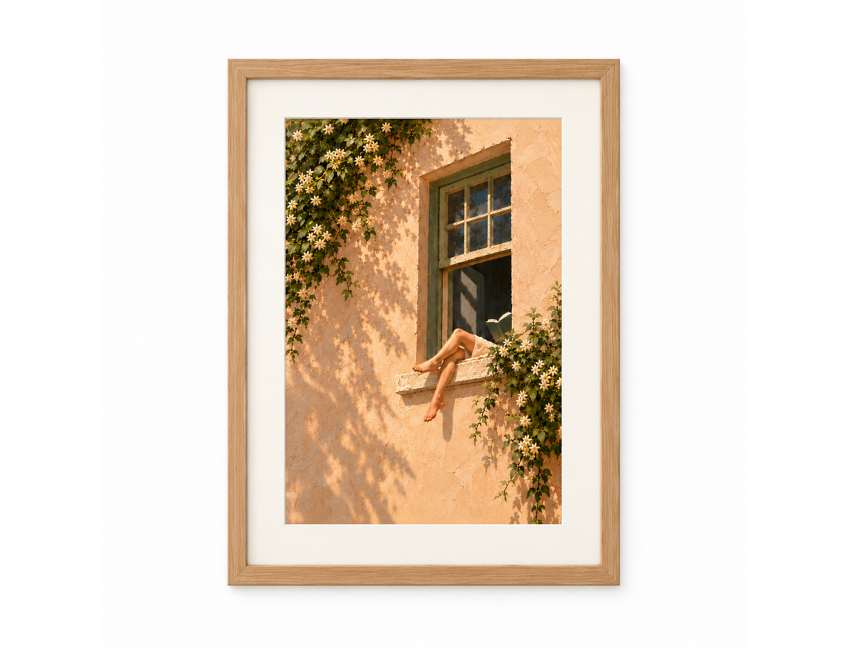 Mediterranean Wall Art – Woman Reading by the Window Print