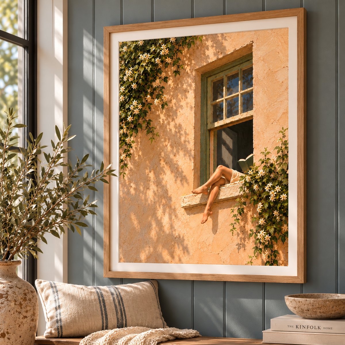 Mediterranean Wall Art – Woman Reading by the Window Print