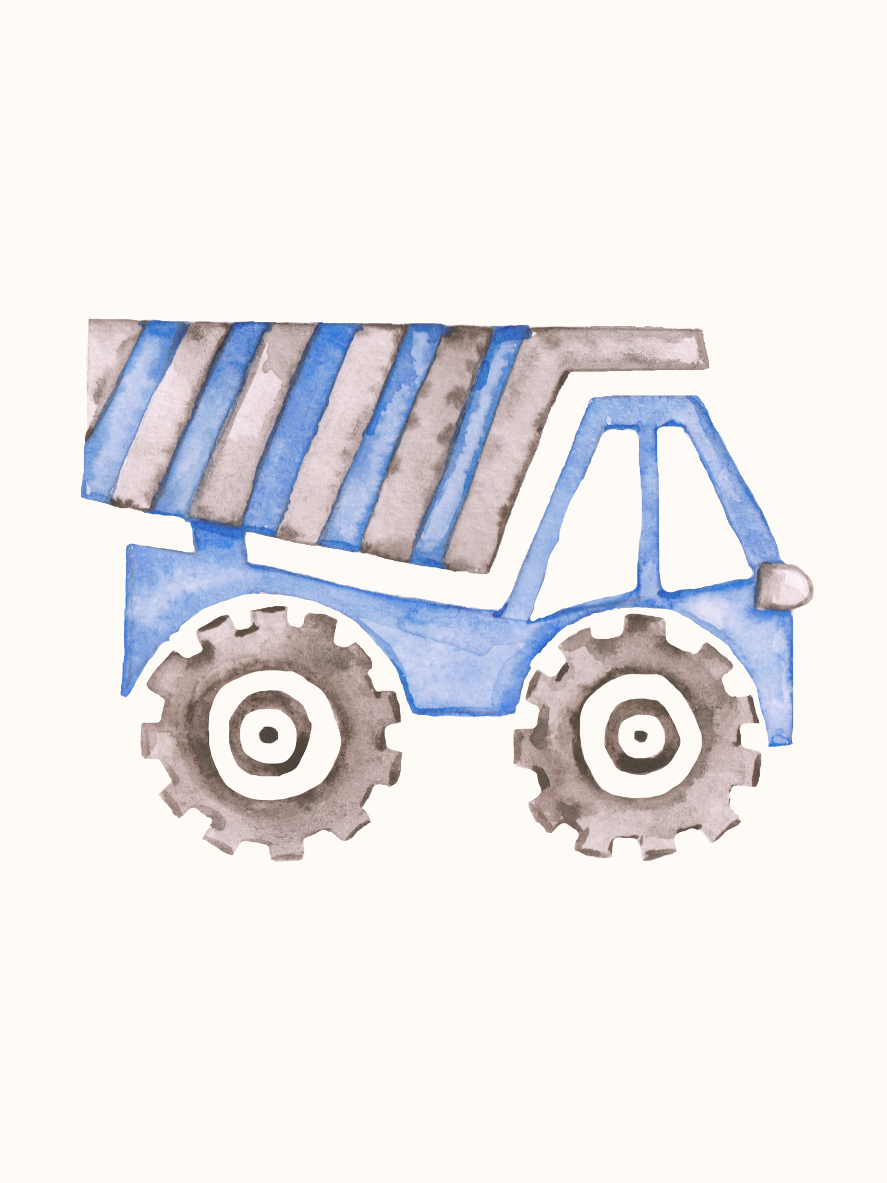 colorful construction trucks nursery print set