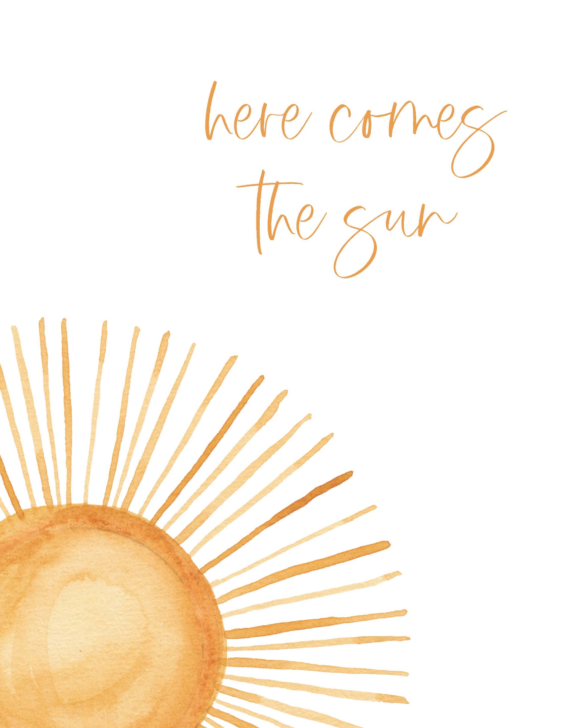 Here comes the sun nursery wall art set of 3 prints with yellow sunshine