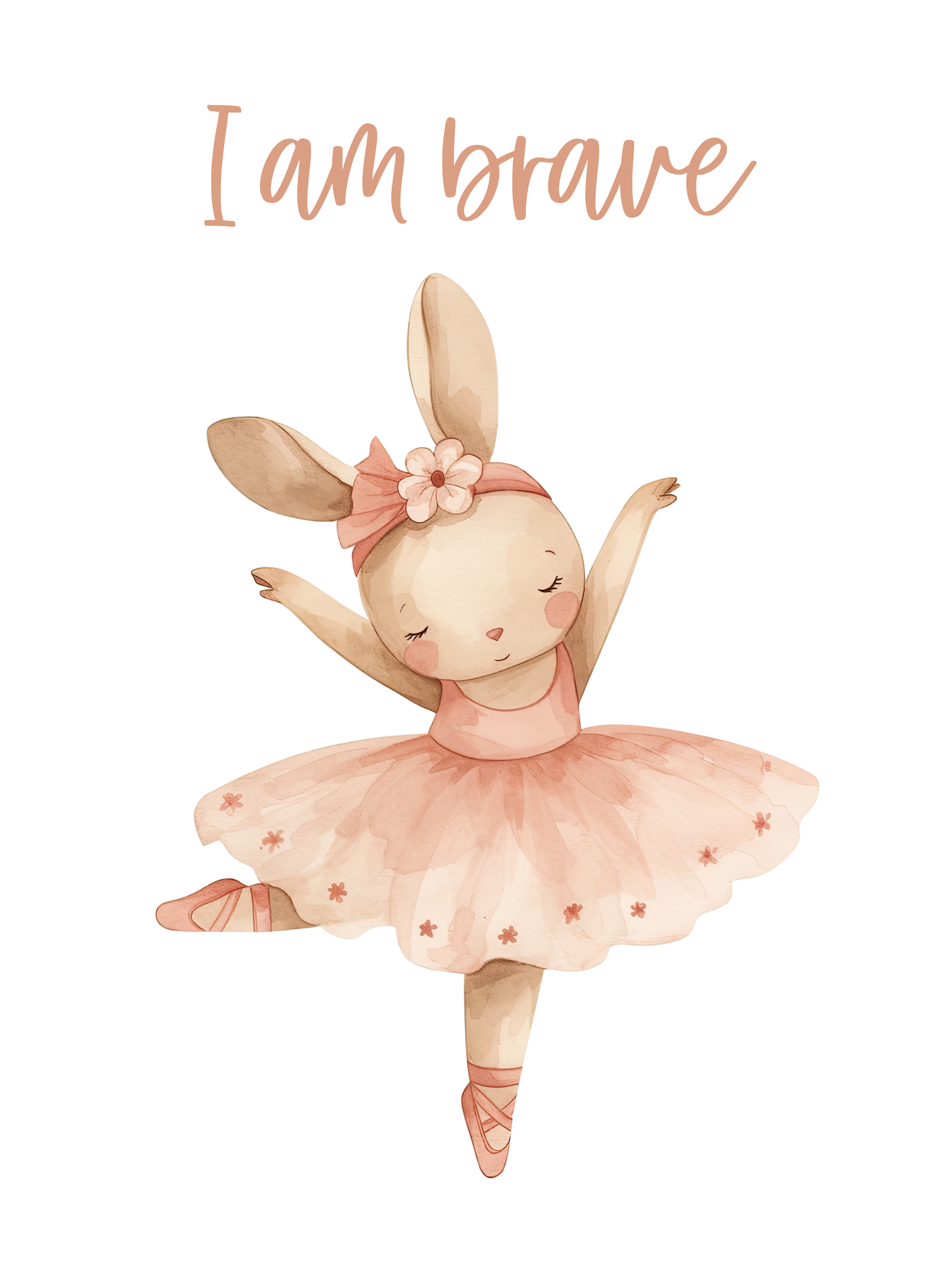Pink Bunny Ballerinas with Affirmations Wall Art