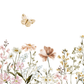 Butterflies and Neutral Flowers Wall Art. Featuring soft watercolor blooms in warm beige, ivory, and taupe tones, paired with delicate butterflies fluttering gracefully above