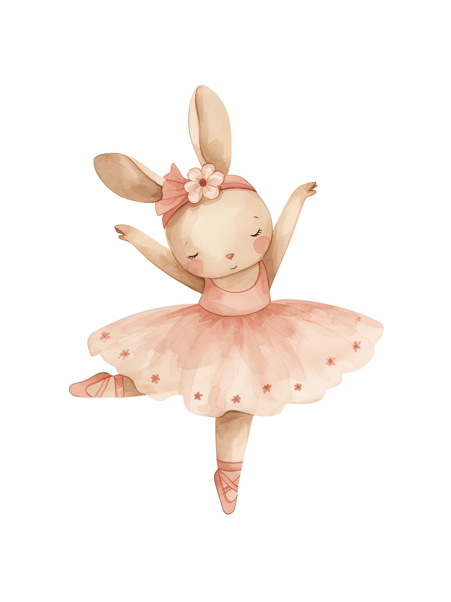 Pink Bunny Ballerinas Nursery Wall Art