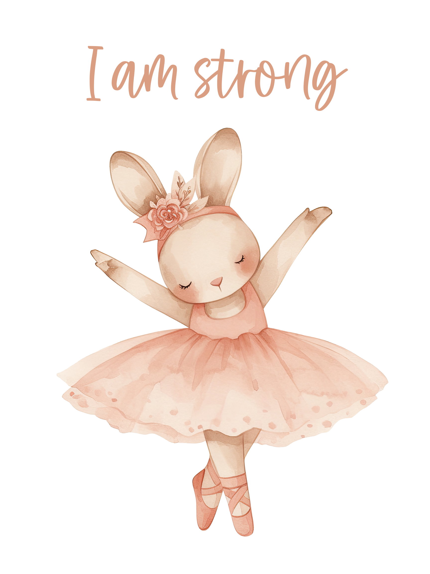 Pink Bunny Ballerinas with Affirmations Wall Art