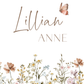 Butterflies and Neutral Flowers Wall Art. Featuring soft watercolor blooms in warm beige, ivory, and taupe tones, paired with delicate butterflies fluttering gracefully above