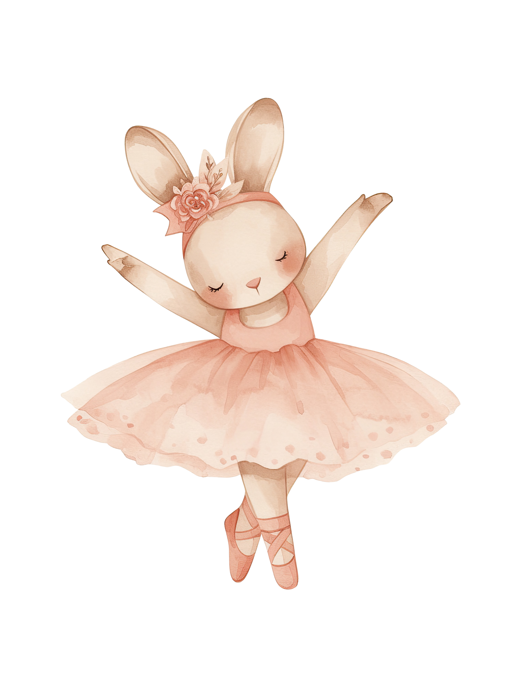 Pink Bunny Ballerinas Nursery Wall Art