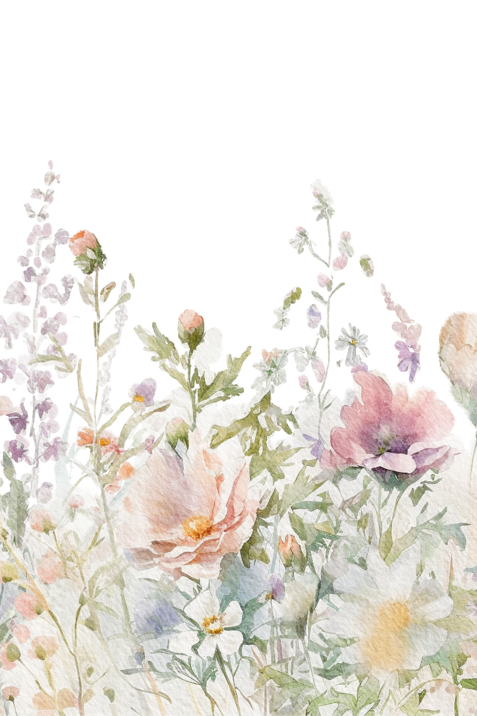  Pastel Flowers Wall Art. Featuring beautiful watercolor blooms in dreamy shades of blush pink, peach, lavender, and cream, 