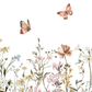 Butterflies and Neutral Flowers Wall Art. Featuring soft watercolor blooms in warm beige, ivory, and taupe tones, paired with delicate butterflies fluttering gracefully above
