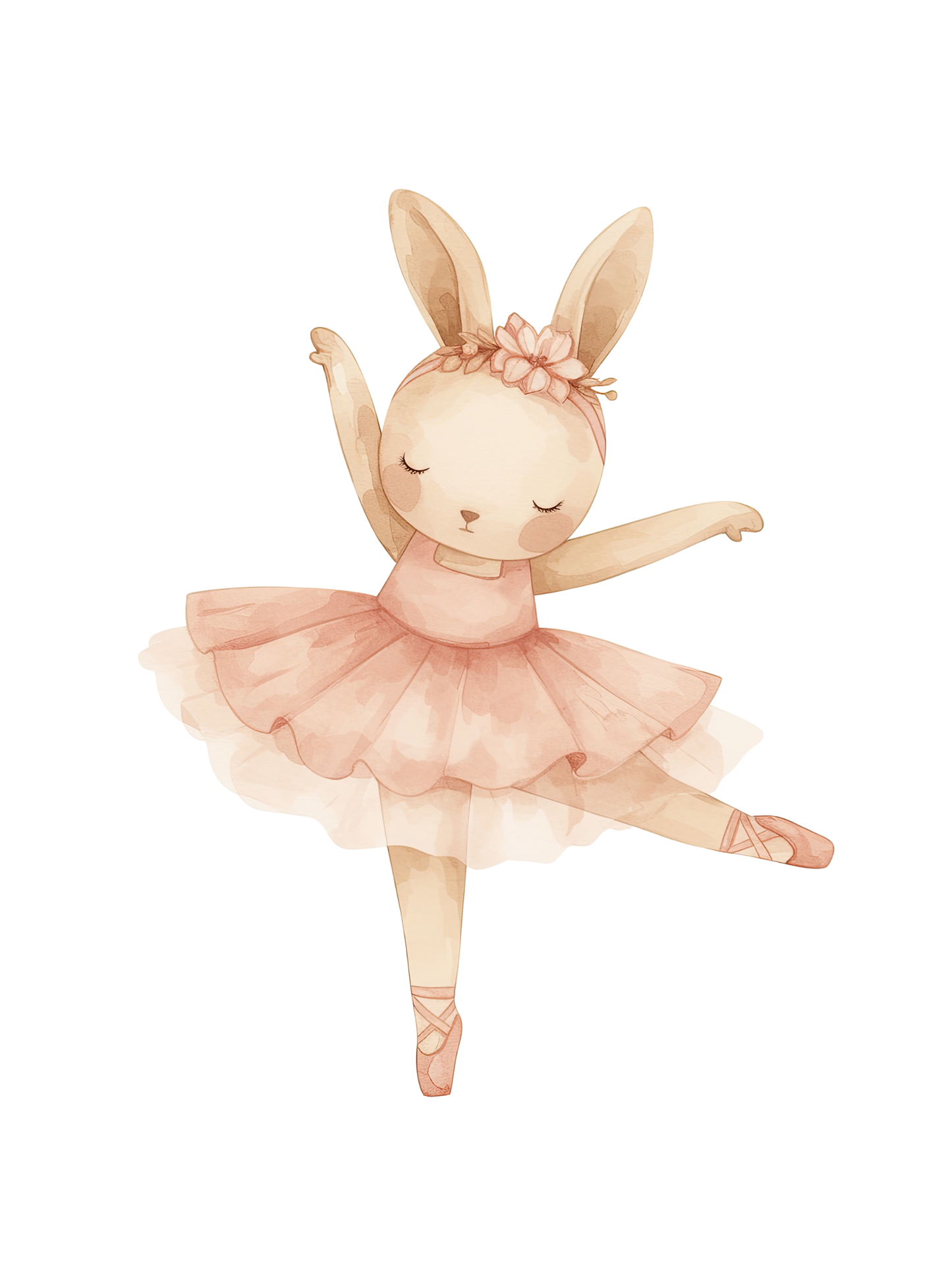 Pink Bunny Ballerinas Nursery Wall Art