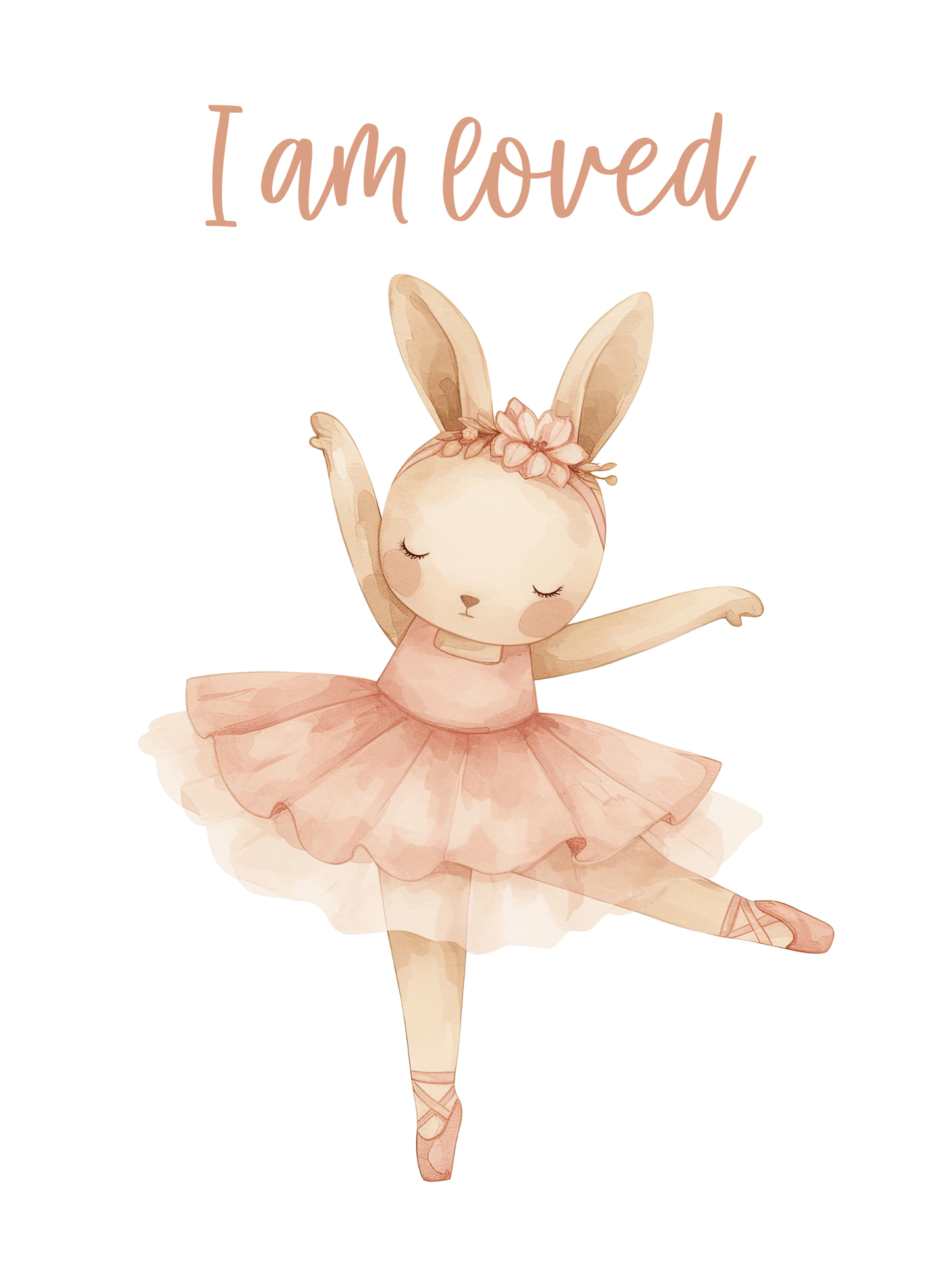 Pink Bunny Ballerinas with Affirmations Wall Art