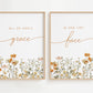 All of God's Grace in One Tiny Face Christian Wall Art Set of 2 with wildflowers