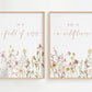In a Field of Roses, She Is a Wildflower Nursery Print Set with colorful botanicals
