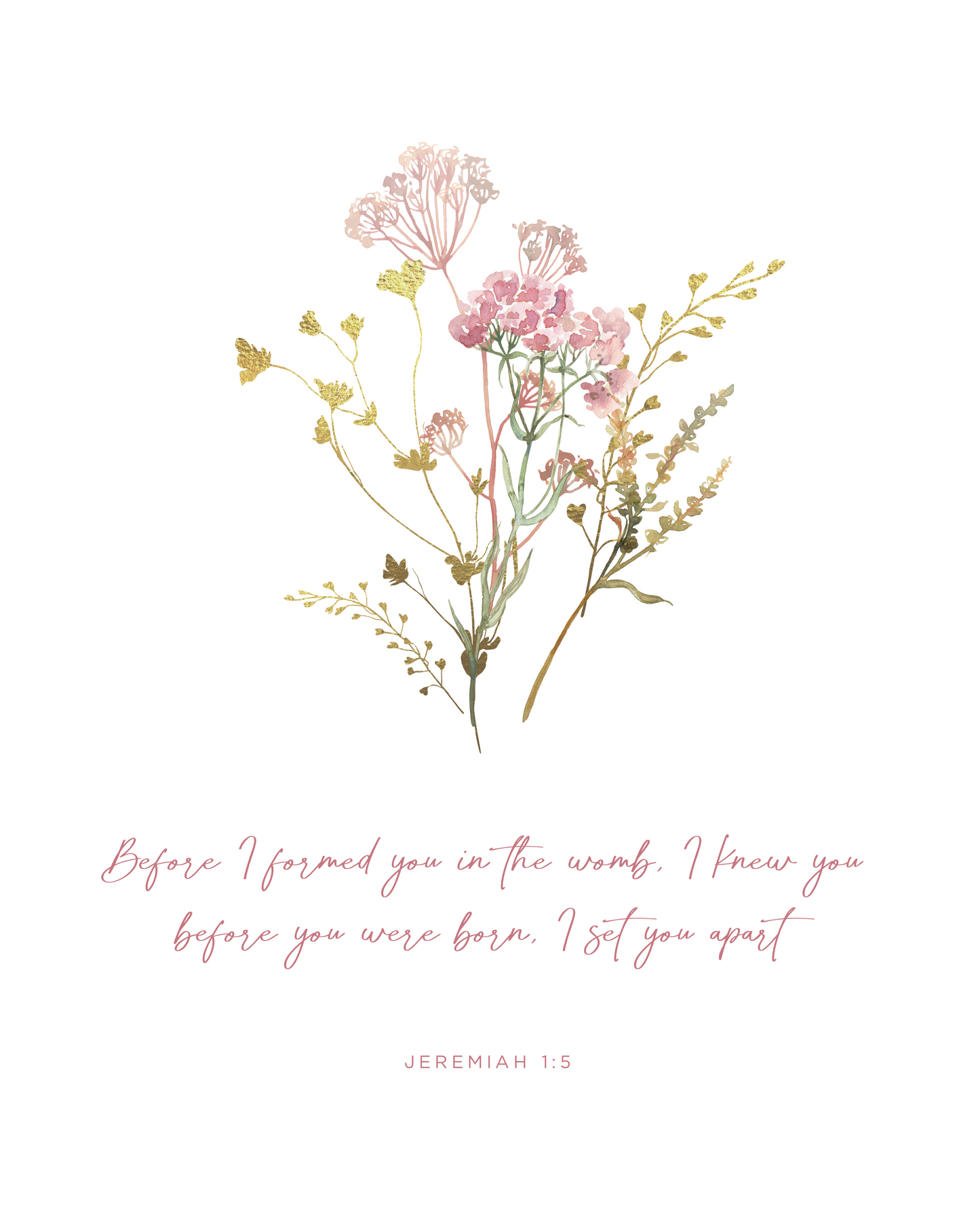 Jeremiah 1:5 Bible Verse with Pink Flowers