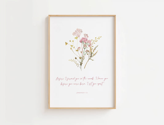 Jeremiah 1:5 Nursery Bible Verse Wall Art