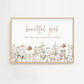 Beautiful Girl Wall Art with quote and wildflowers