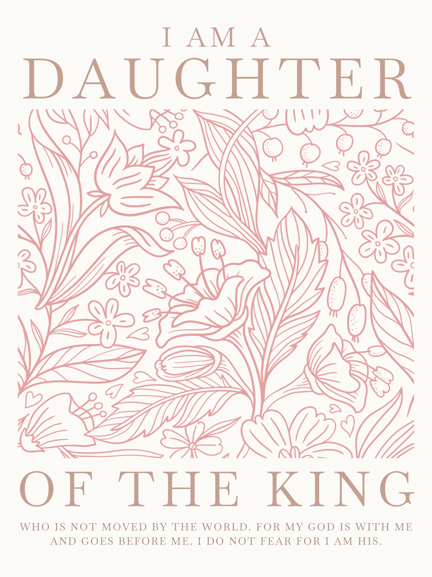  I Am a Daughter of the King wall art, beautifully designed in soft pink and brownish tones. 
