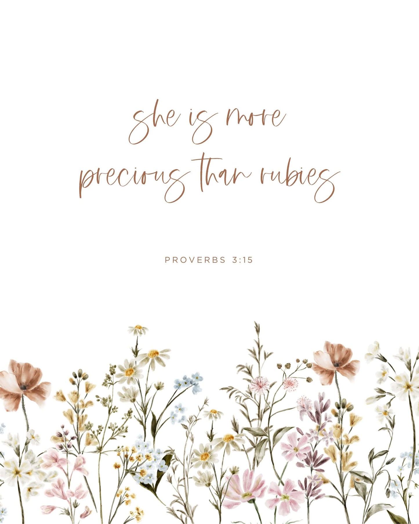 Christian nursery wall art featuring Proverbs scripture and wildflowers