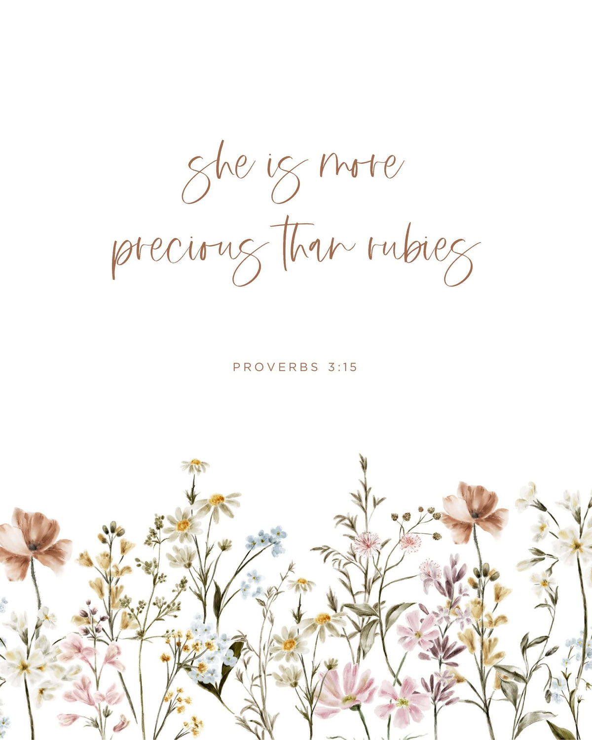 Christian nursery wall art featuring Proverbs scripture and wildflowers