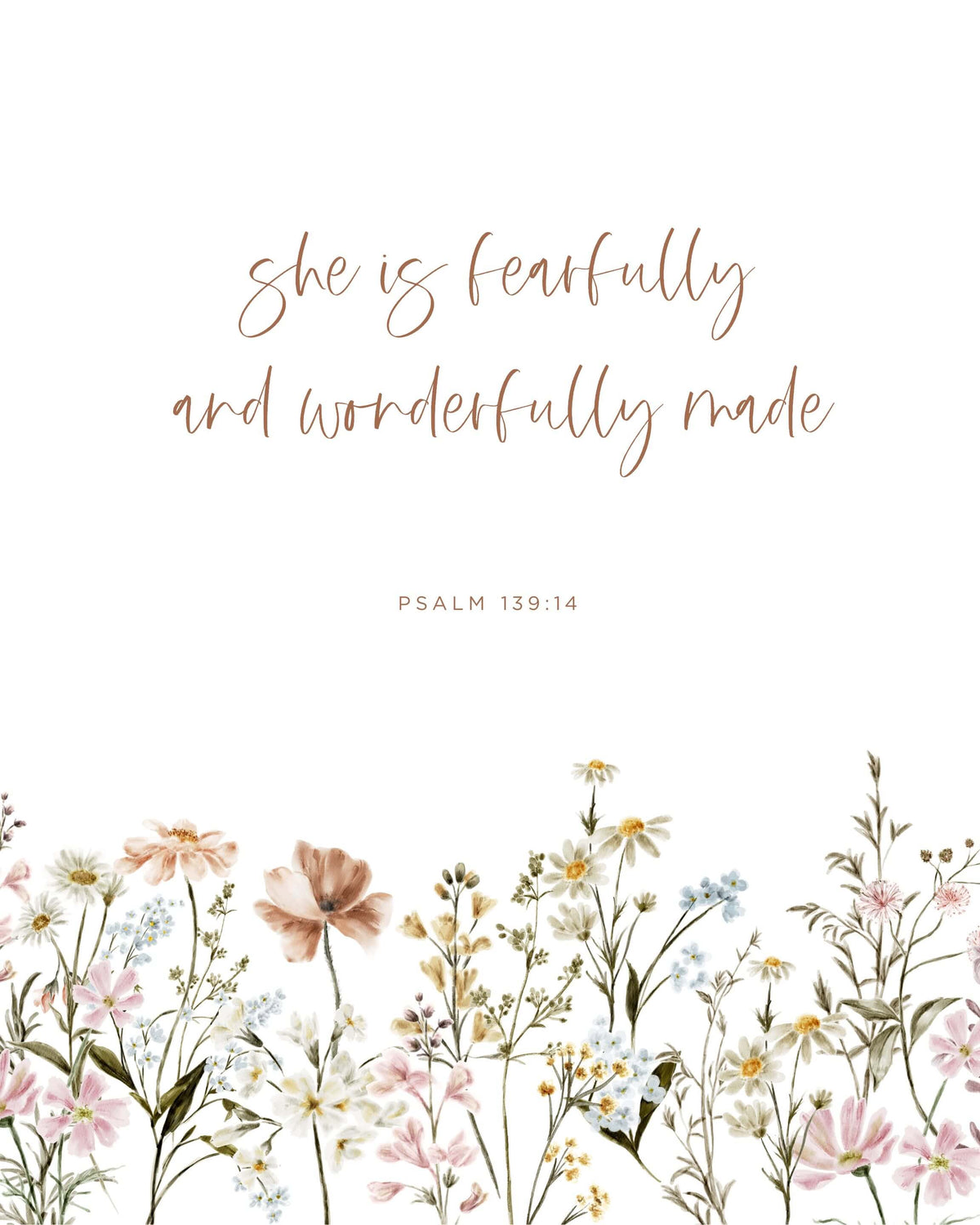 Christian nursery wall art for girls featuring Psalm 139.14 