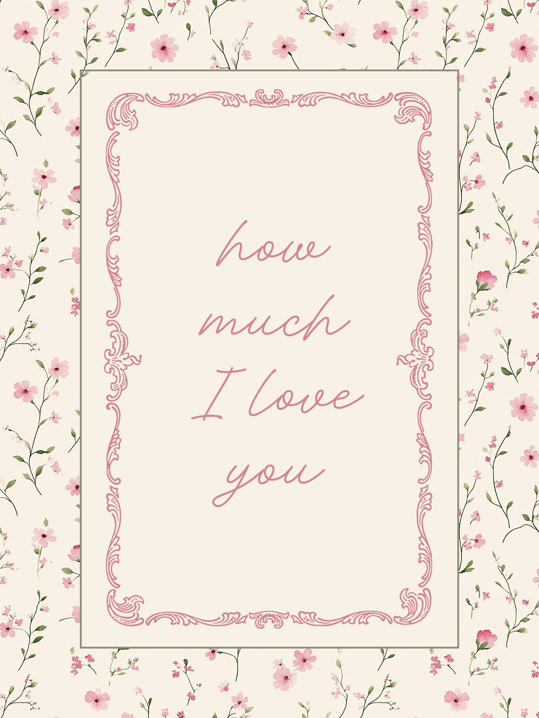 Flower nursery wall art featuring the quote, You'll Never Know Dear, How Much I Love You, and delicate pink and sage flowers. Girl nursery wall art for baby girl room.