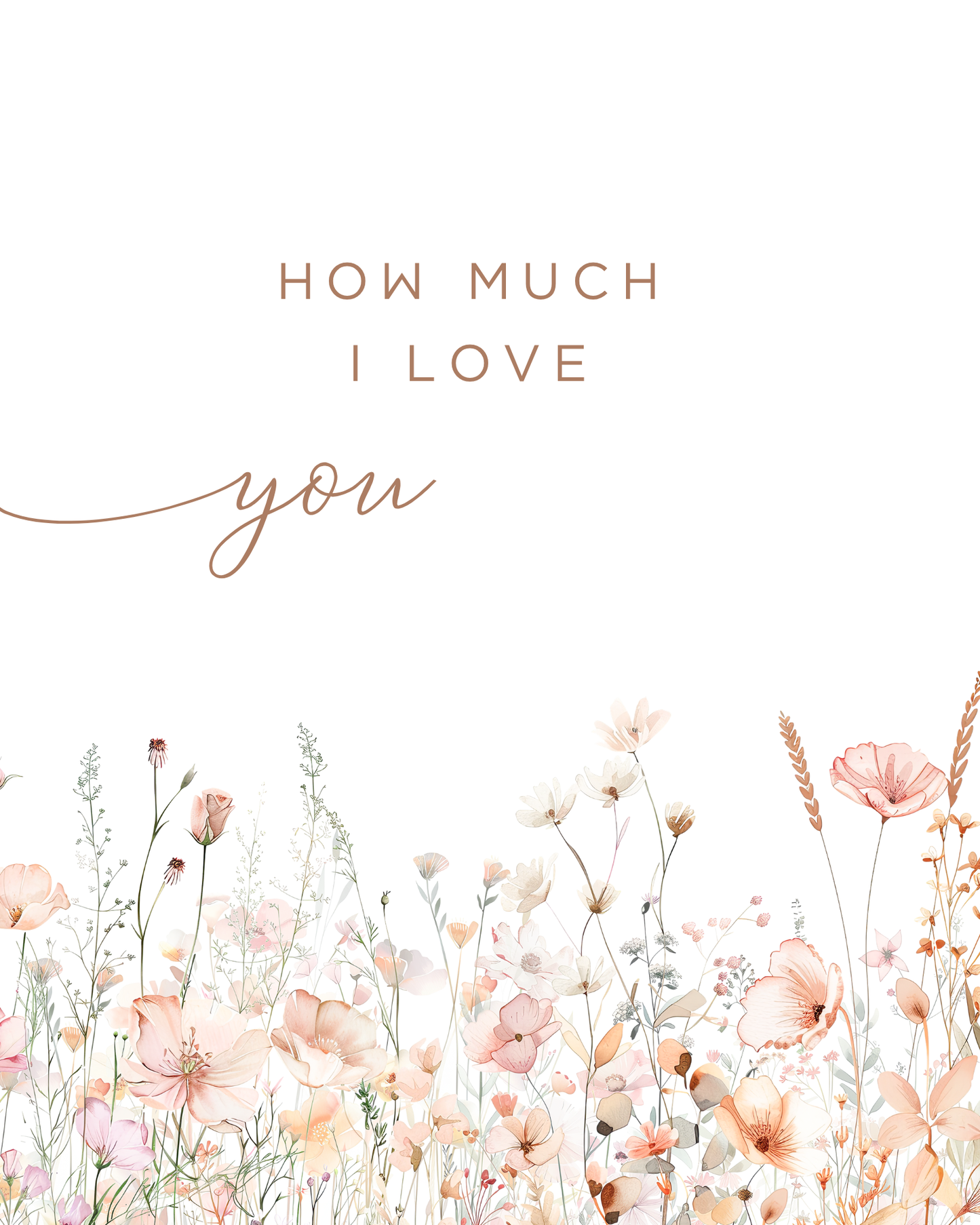 Flower nursery wall art featuring pink and sage flowers with nursery quote,  Much I Love You. Girl nursery wall art for baby girl room.