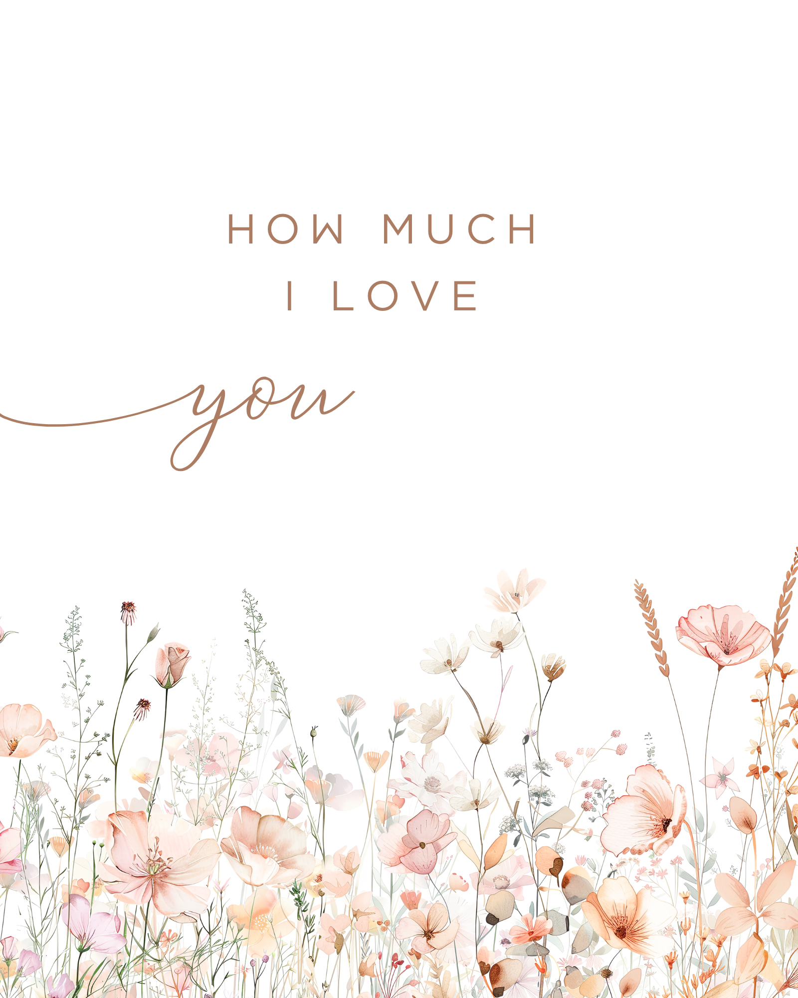 Flower nursery wall art featuring pink and sage flowers with nursery quote,  Much I Love You. Girl nursery wall art for baby girl room.