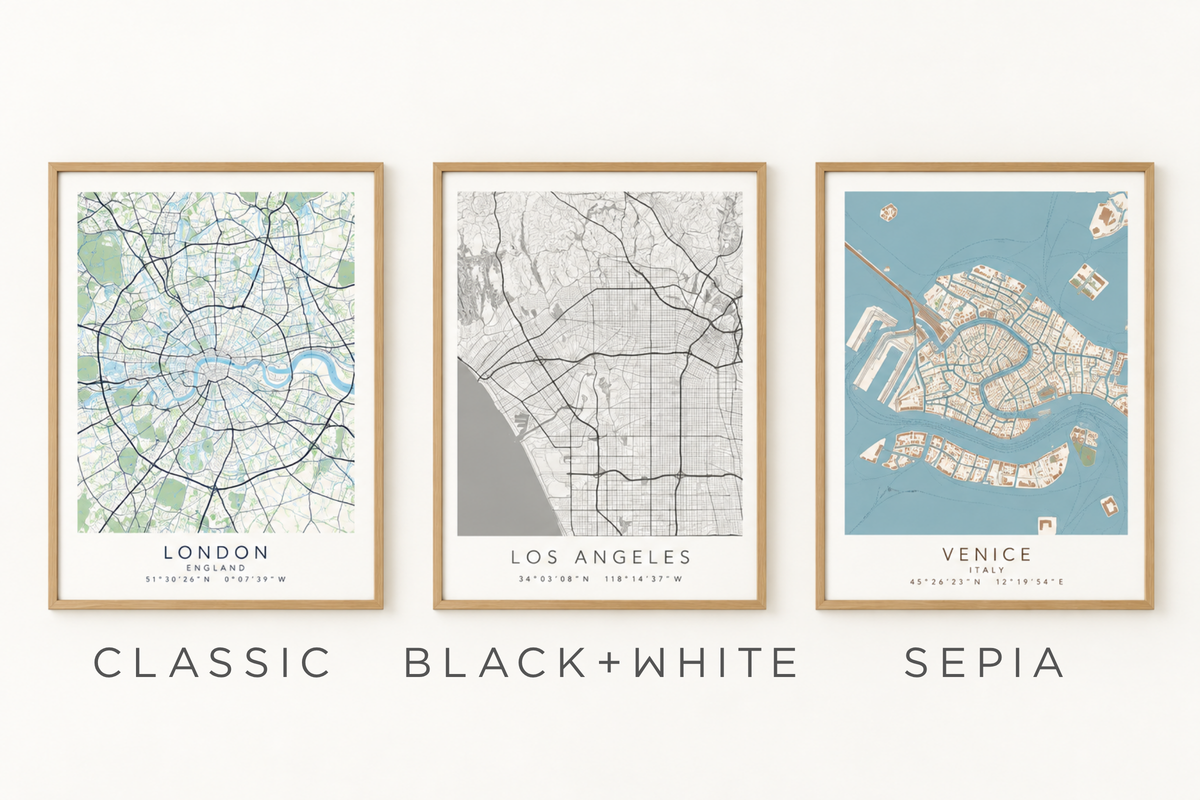Map Wall Art – Modern Location & Coordinate Prints