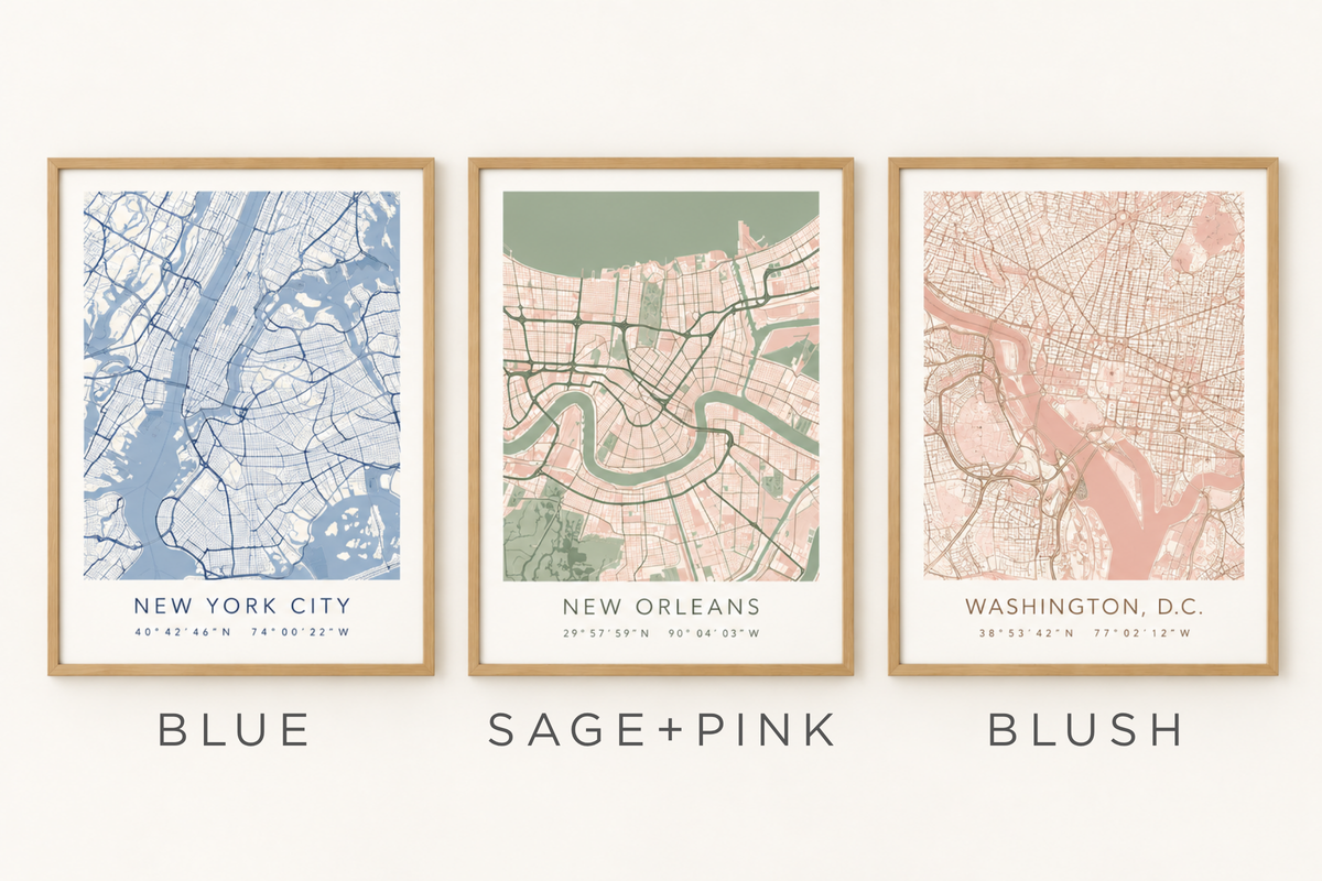 Map Wall Art – Modern Location & Coordinate Prints