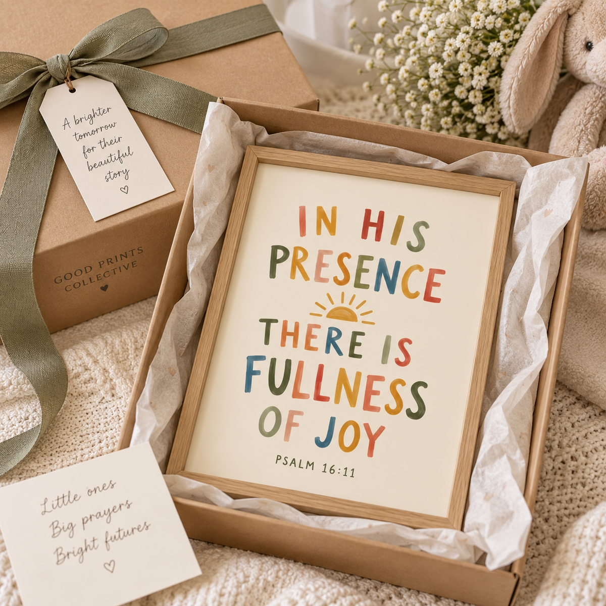 Psalm 16:11 Christian wall art packaged as a meaningful baby or baptism gift