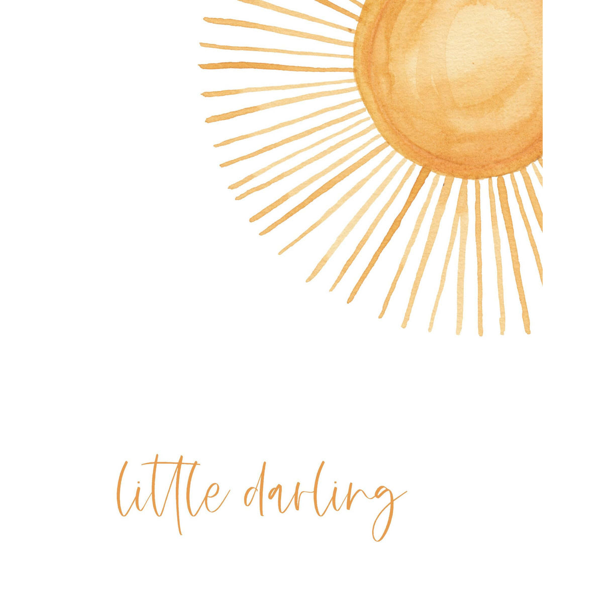Sun nursery wall art featuring a sun and, Little darling". Gender neutral nursery wall art.