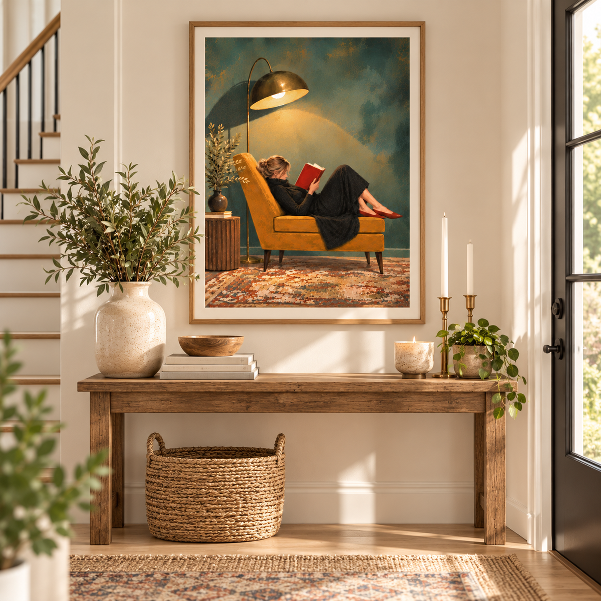 Woman Reading Wall Art – Moody Vintage Book Lover Print