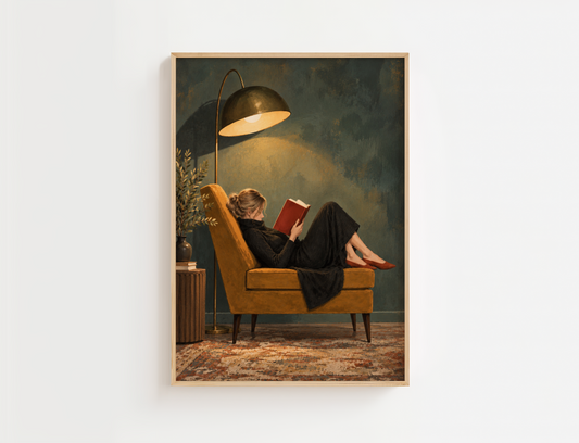 Woman Reading Wall Art – Moody Vintage Book Lover Print